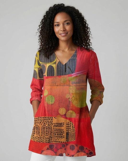 Sora | Artistic Abstract Tunic Blouse 1